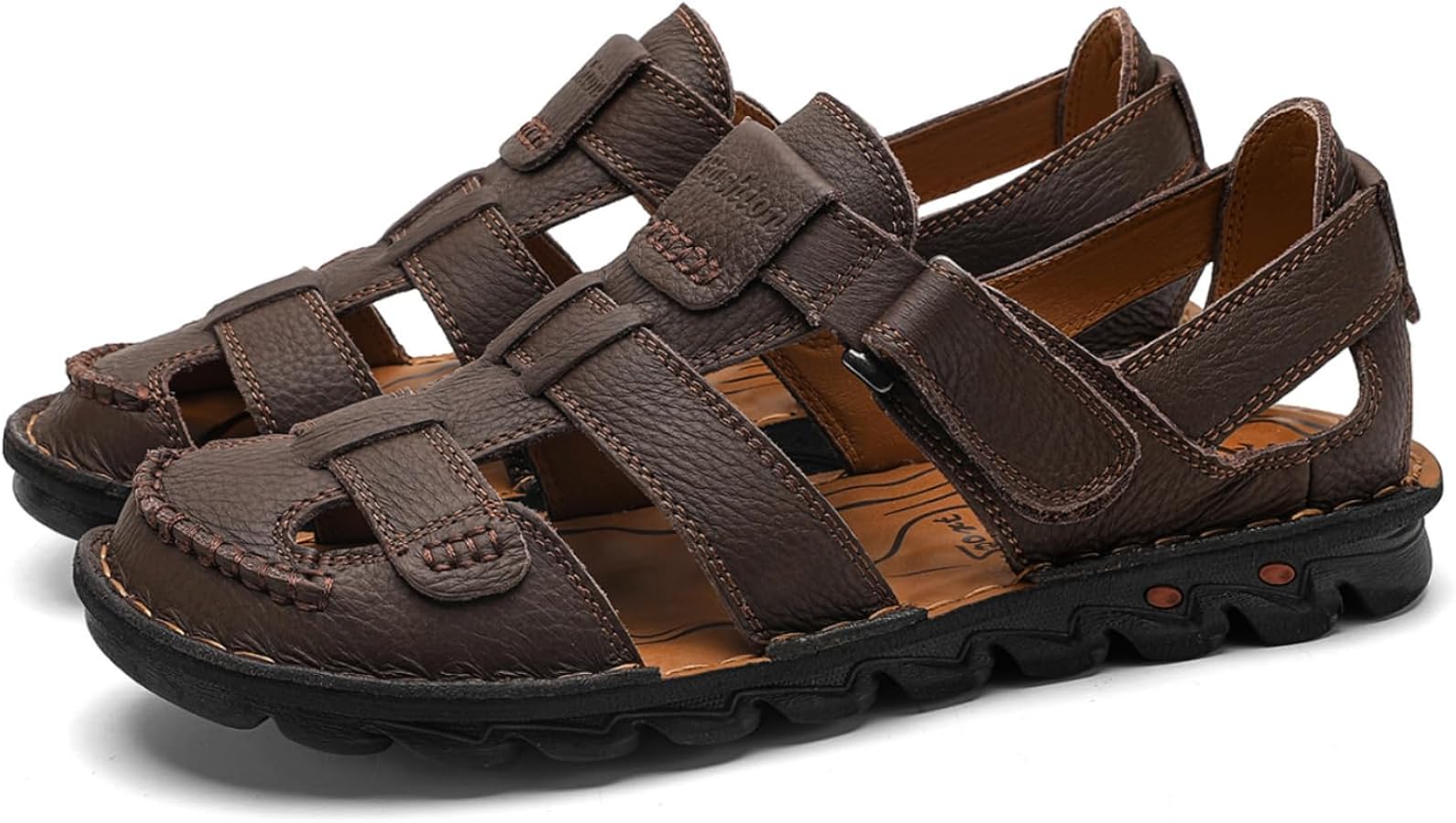 Amazon.com | ZHNSHM Mens Summer Casual Closed Toe Leather Sandals